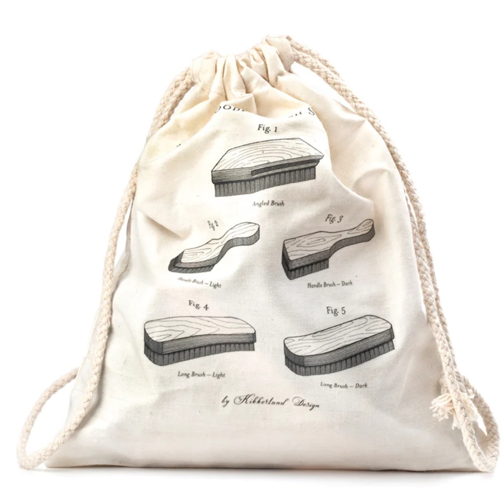 Kikkerland shoe cleaner brush set-5 beechwood handle & natural hair brush-NIB